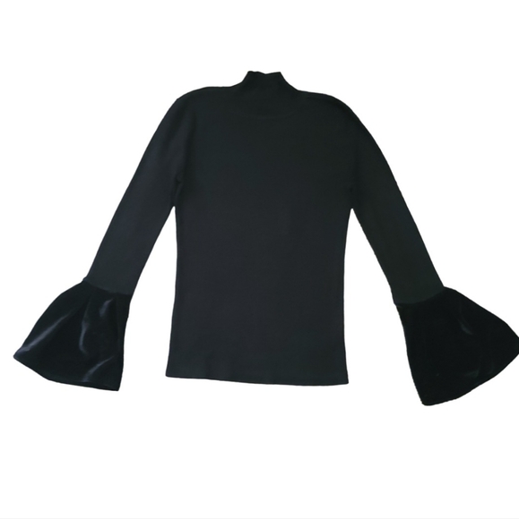 INC International Concepts Velvet Cuff Mock Neck Sweater Size M Black - Picture 3 of 6